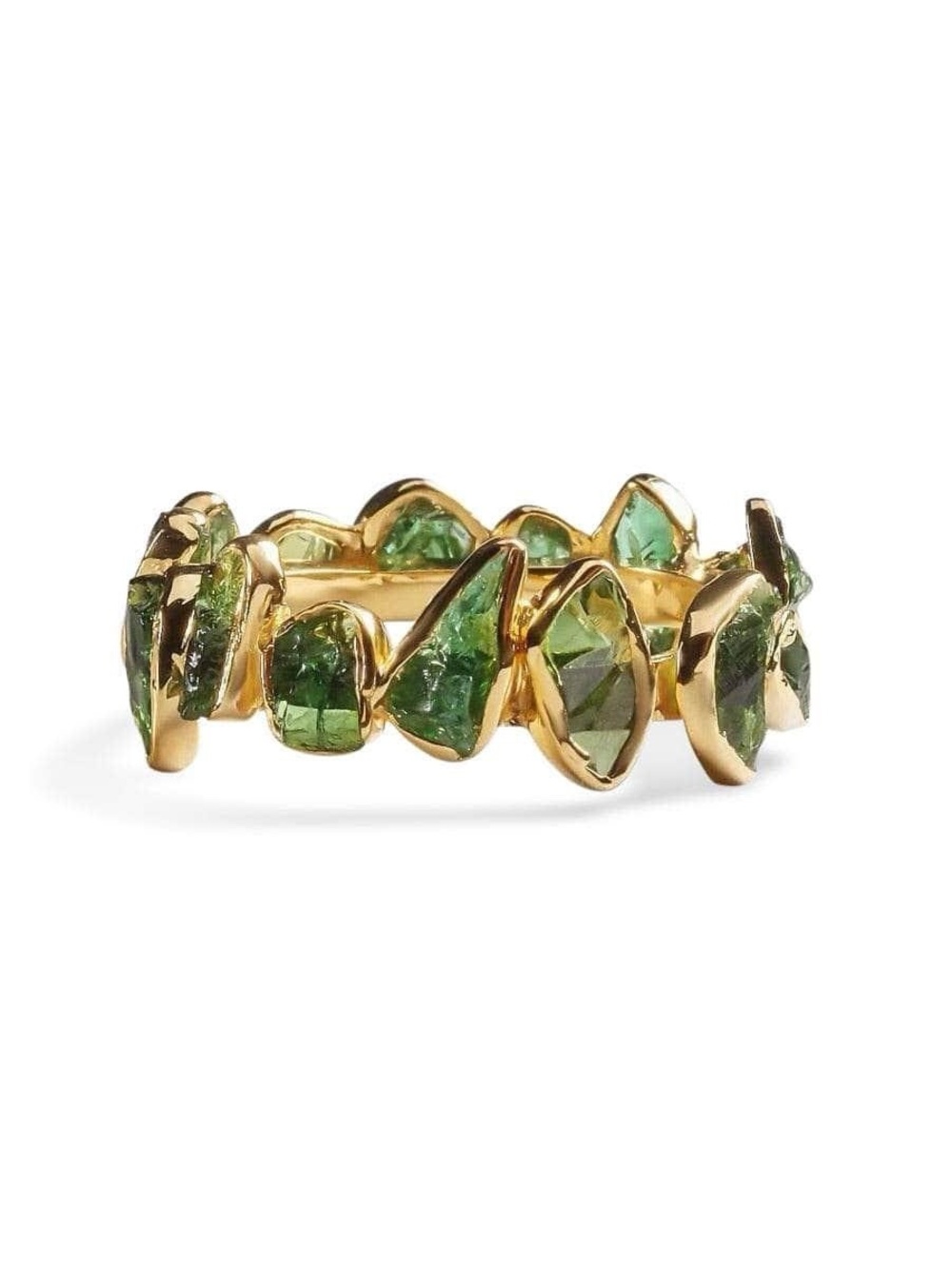 German Kabirski Livia Raw Tsavorite 18K Gold Plated Sterling Silver Ring 6.5